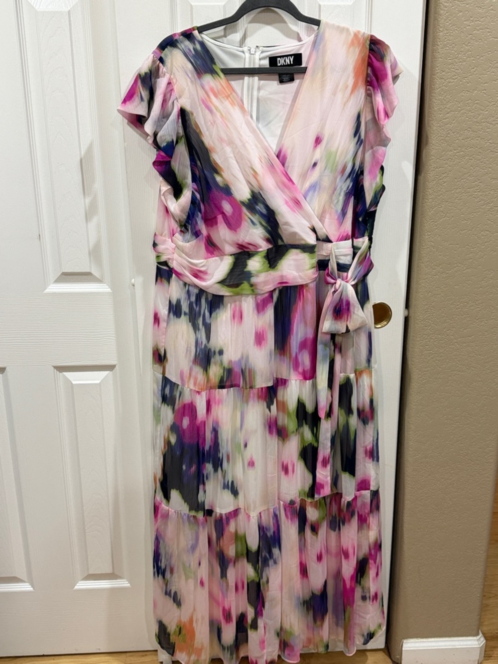 DKNY Women's Vibrant Floral Maxi Dress - Pink and Purple - Size 18